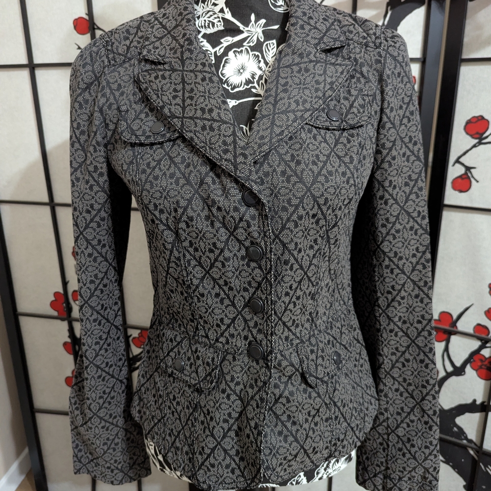 LOFT Charcoal Geometric Blazer